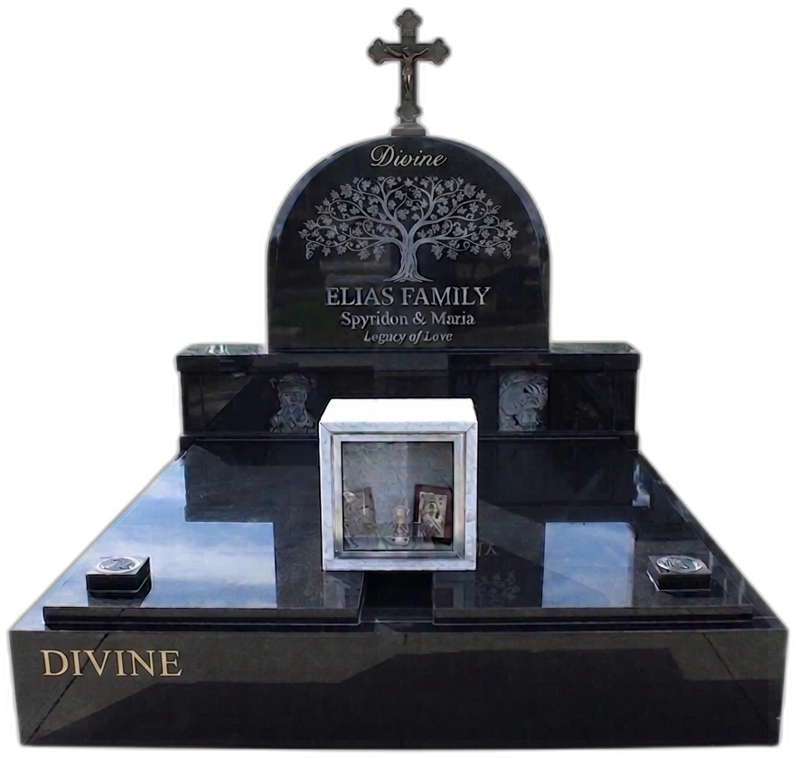 Double headstone and base monument